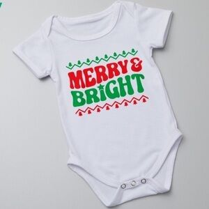 Carter's White Baby Bodysuit with Red & Green Merry & Bright Graphic